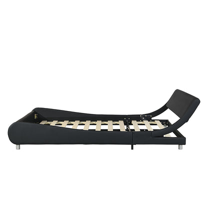 Queen Size Upholstered Platform Bed Frame, LED Lighting With Remote Controller And App, Curve Design, Wood Slat Support, No Box Spring Needed - Black - The Sleep Loft - Online Mattress Showroom NYC