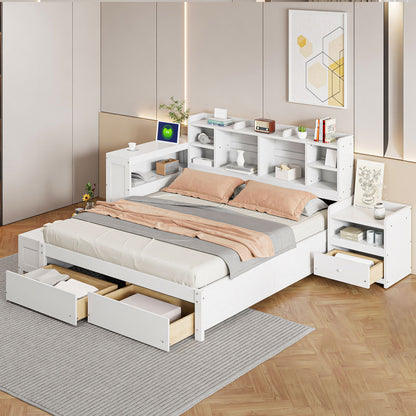 Platform Bed With Multi Functional Storage Space, Nightstand, 2 Drawers, USB Ports And Desk - The Sleep Loft - Online Mattress Showroom NYC