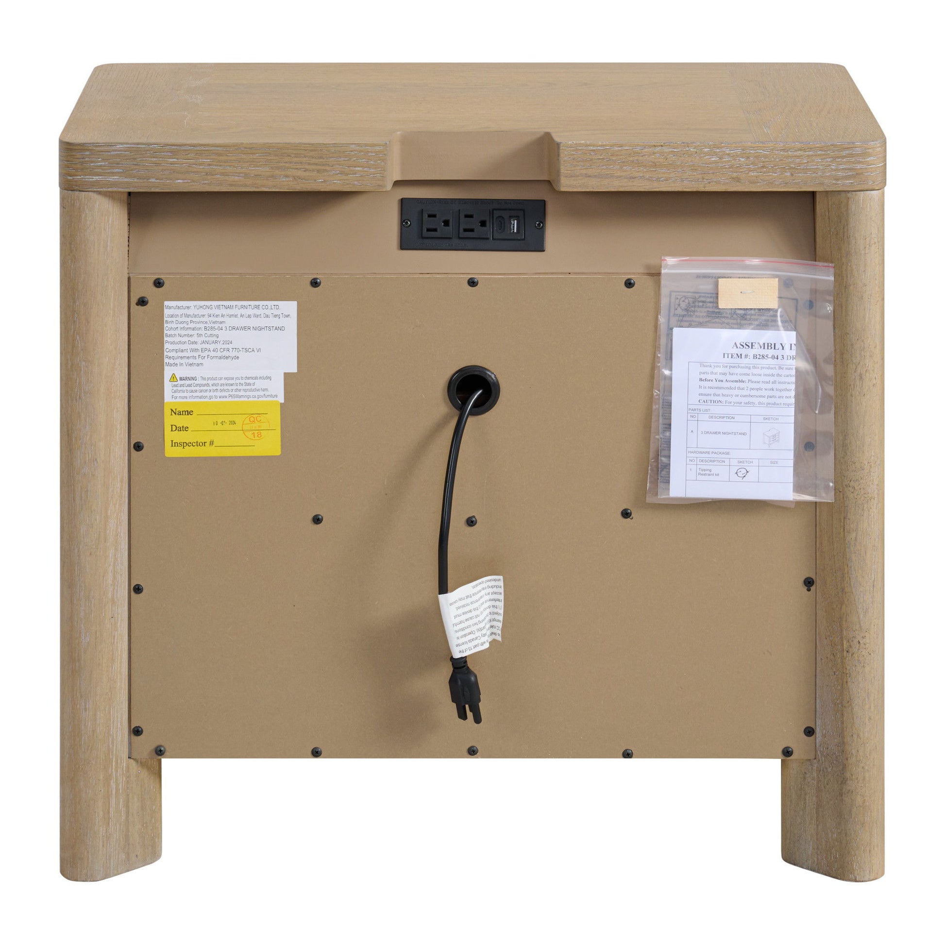 Clove - 3 Drawer Nightstand - Tan - The Sleep Loft - Online Mattress Showroom NYC