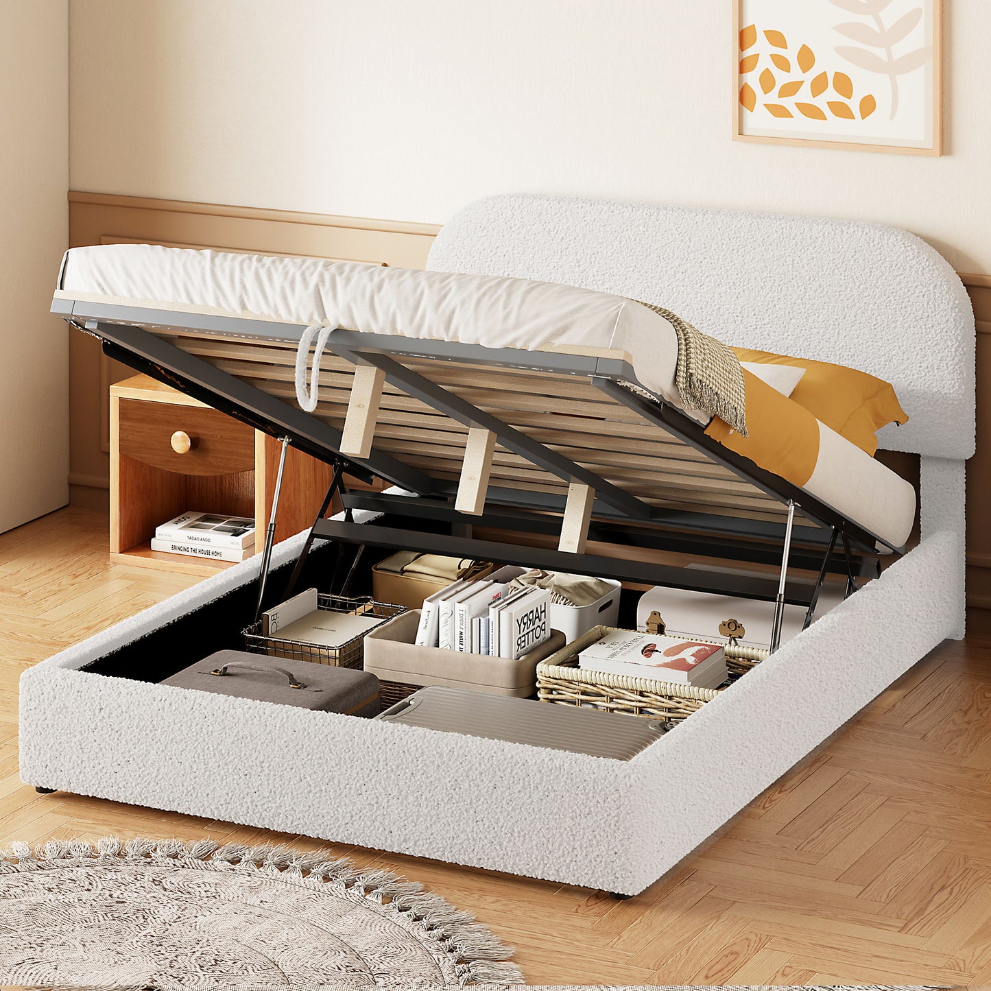 Upholstered Platform Bed With Hydraulic Storage System - The Sleep Loft - Online Mattress Showroom NYC