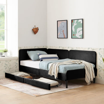 Upholstered Platform Bed Frame With 2 Storage Drawers And Adjustable Sofa Bed - The Sleep Loft - Online Mattress Showroom NYC