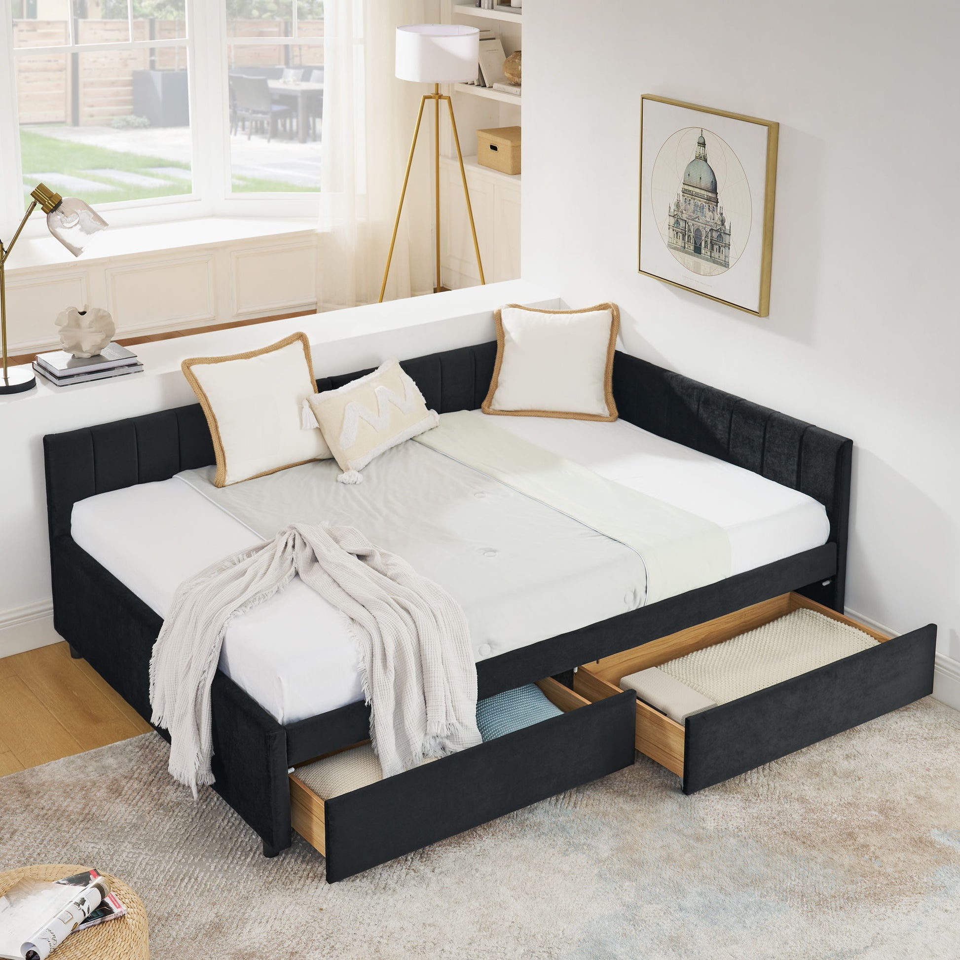 Upholstered Tufted Daybed Frame With Storage Drawers - The Sleep Loft - Online Mattress Showroom NYC