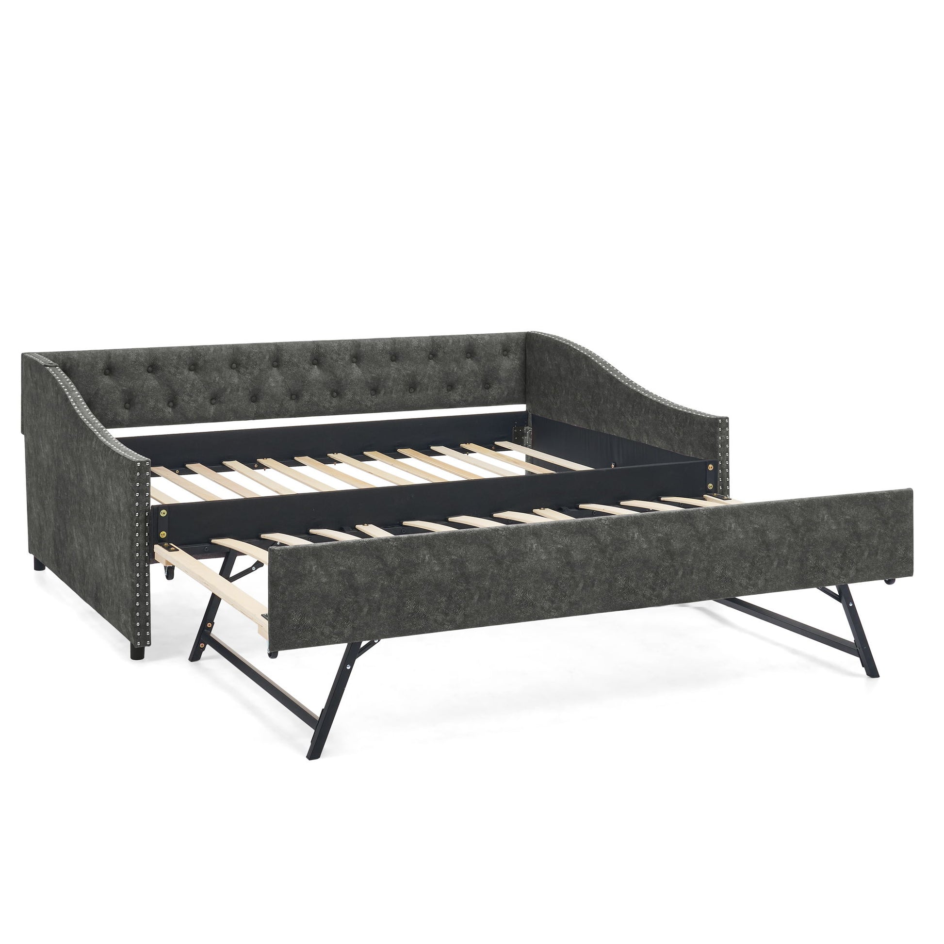 Upholstered Daybed With USB Charging & Pull Out Bed - The Sleep Loft - Online Mattress Showroom NYC