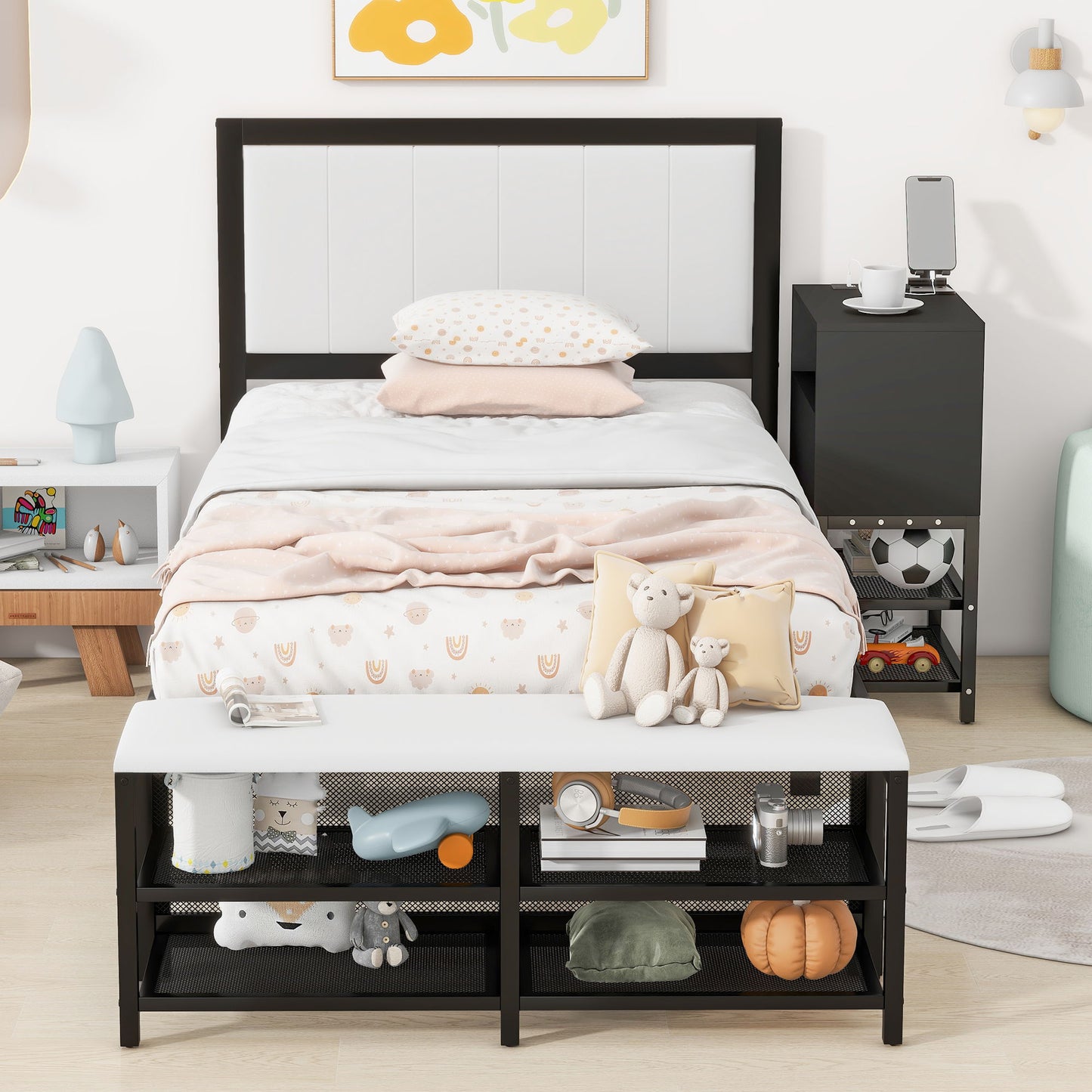Platform Bed With 2 Tier Storage Shelves, Storage Cabinet - The Sleep Loft - Online Mattress Showroom NYC