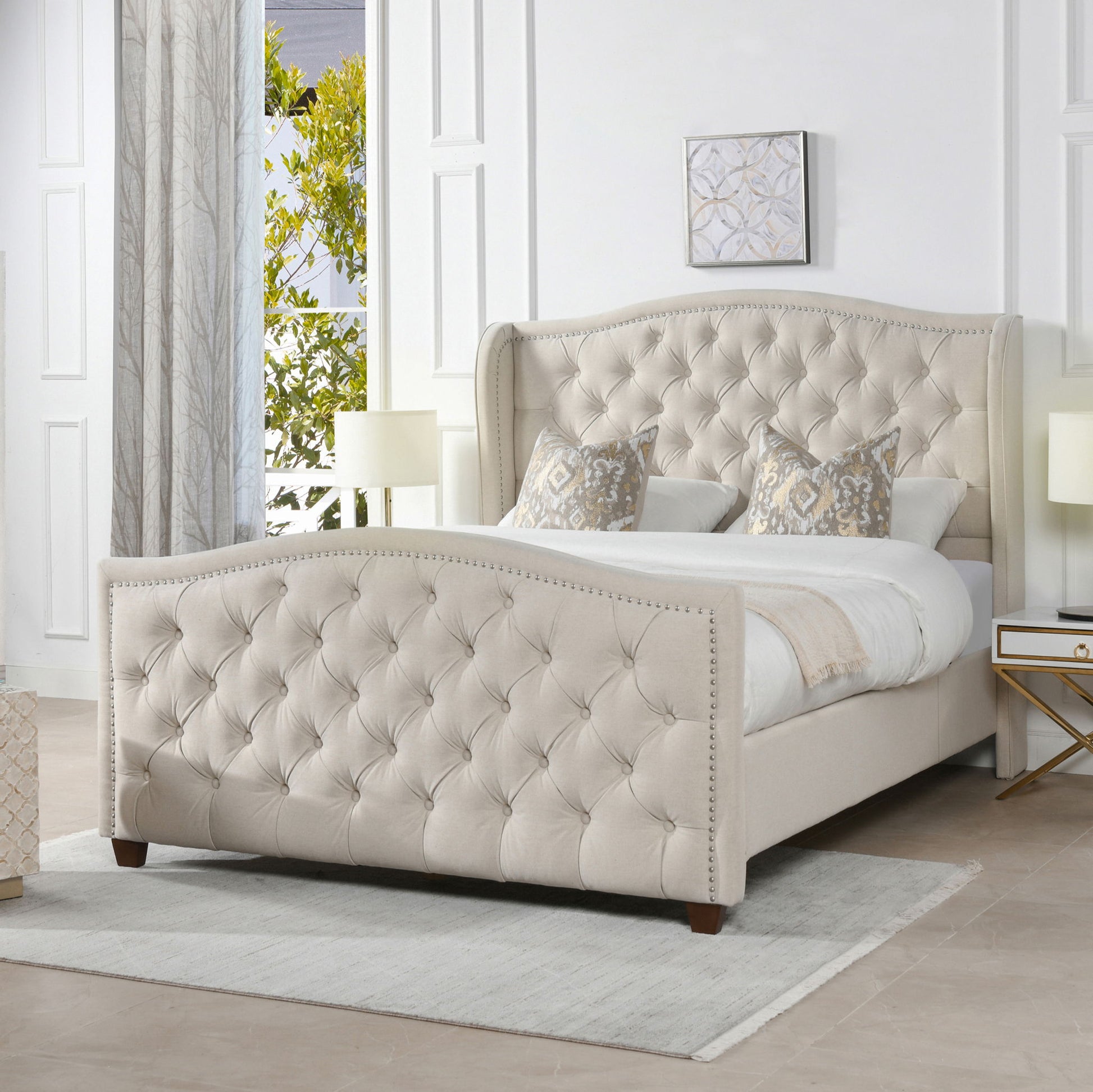 Marcella - Upholstered Shelter Headboard Bed Set - The Sleep Loft - Online Mattress Showroom NYC