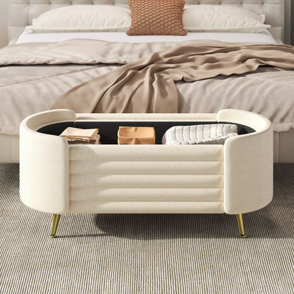 Modern Oval Storage Ottoman With Upholstery - The Sleep Loft - Online Mattress Showroom NYC