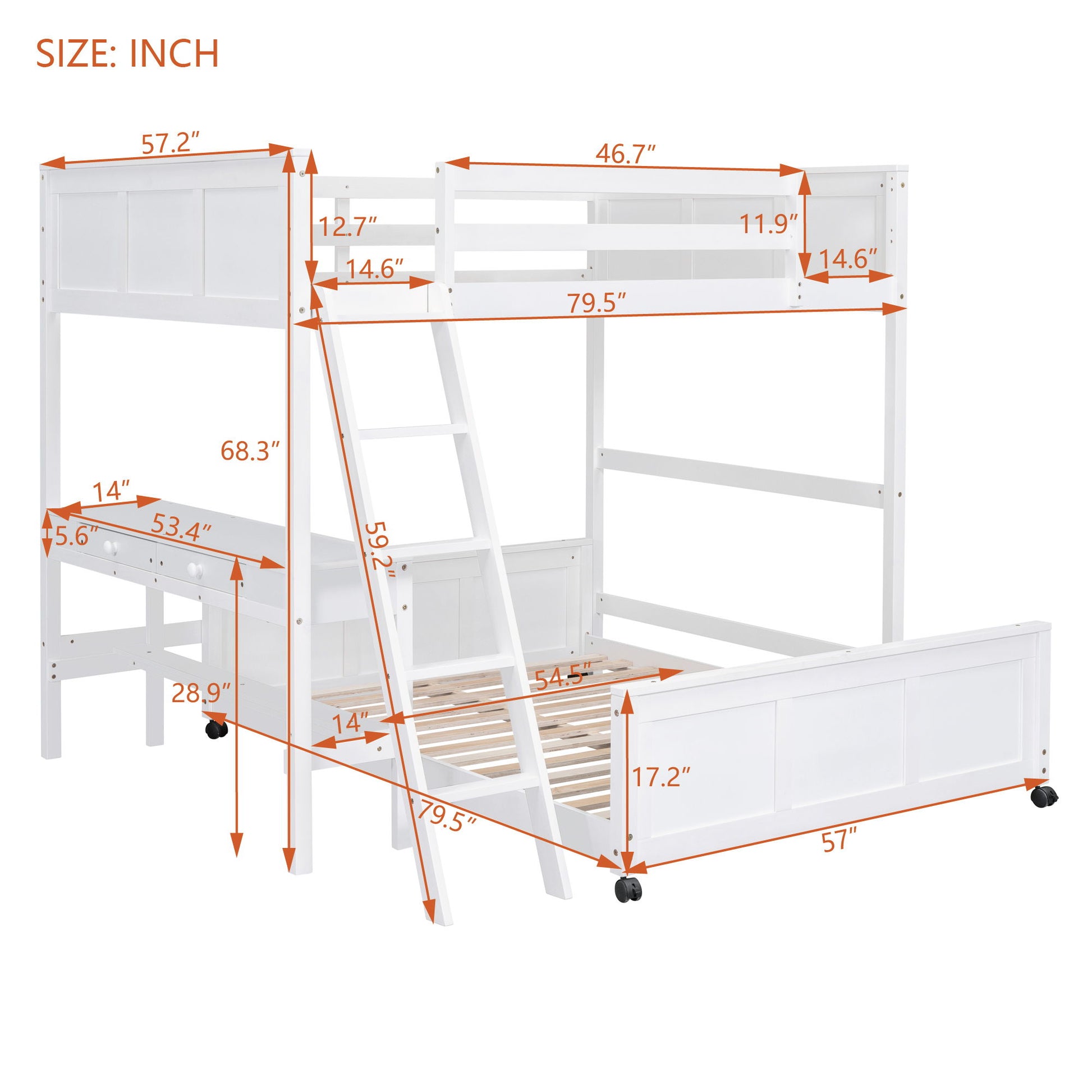 Full Over Full Bunk Bed With Desk - The Sleep Loft - Online Mattress Showroom NYC