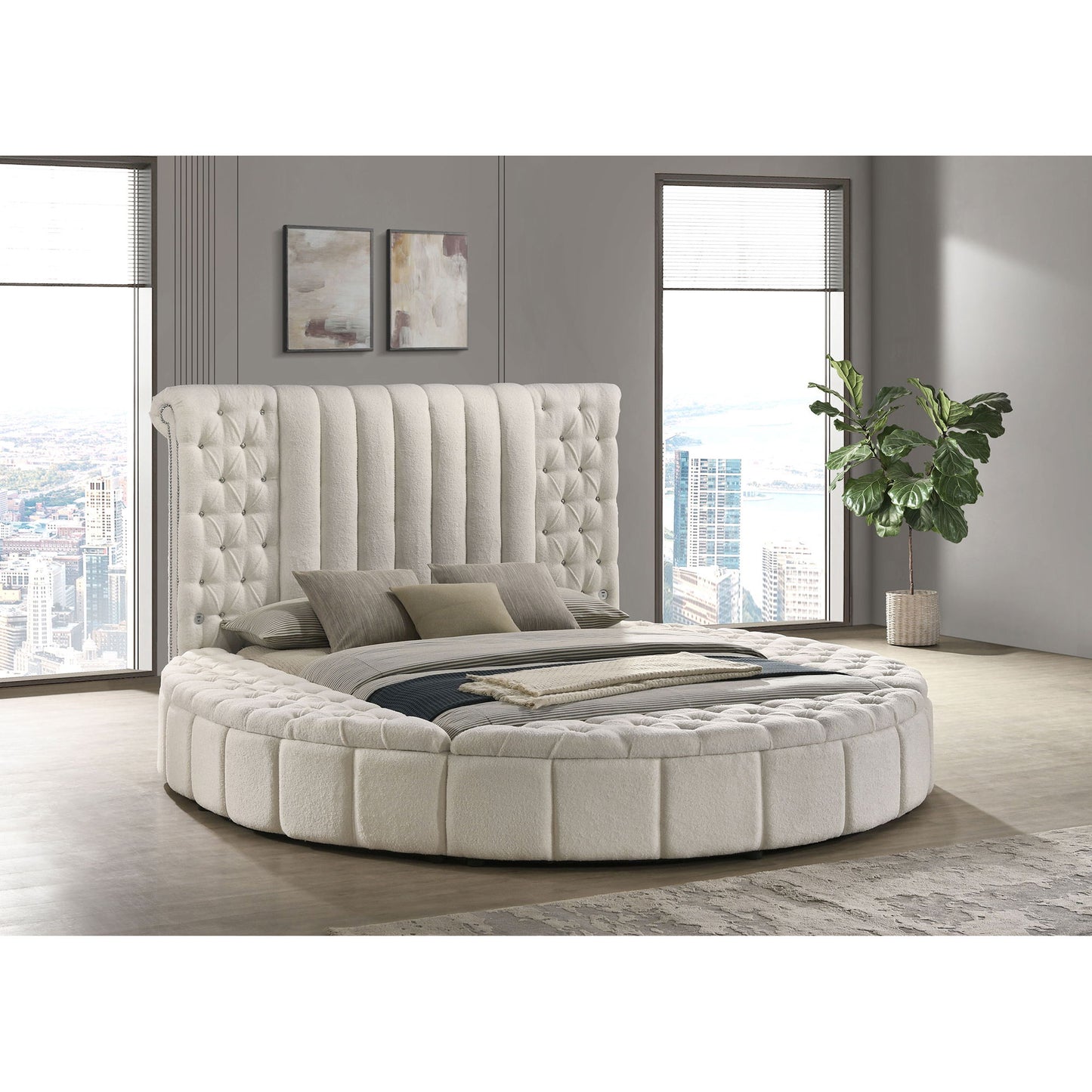 Santiago - Upholstered Round Storage Bed With Built In Charging Ports - The Sleep Loft - Online Mattress Showroom NYC