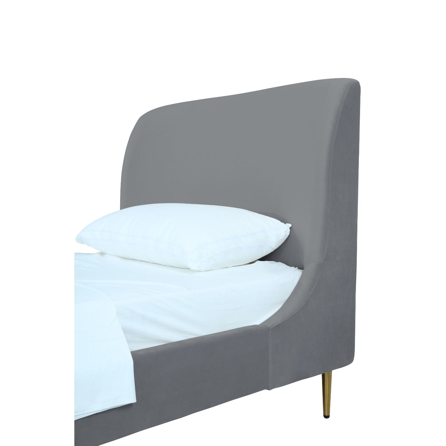 Mid-Century Modern Upholstered Bed With Curved Headboard - The Sleep Loft - Online Mattress Showroom NYC