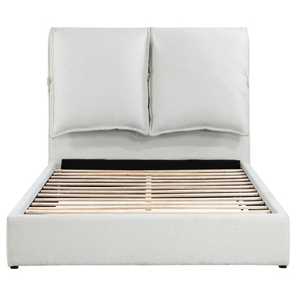 Corwyn - Queen Upholstered Panel Bed With Headboard Pillows - White - The Sleep Loft - Online Mattress Showroom NYC