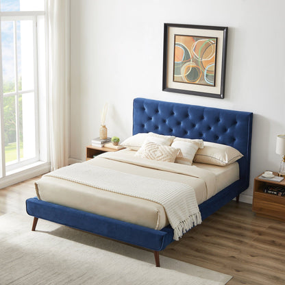 Dillon - Mid-Century Velvet Platform Bed - The Sleep Loft - Online Mattress Showroom NYC