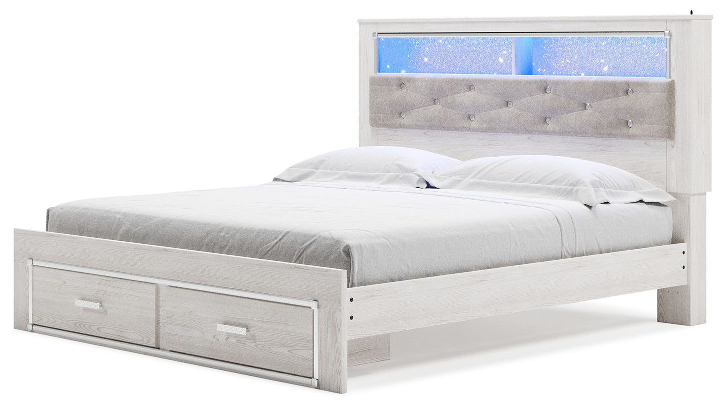 Altyra - King Upholstered Bookcase Bed With Storage - White - The Sleep Loft - Online Mattress Showroom NYC