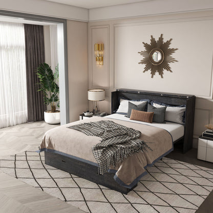 Full Murphy Bed With Storage Drawers, Charging Station, Foldable Panels, And Silent Swivel Wheels