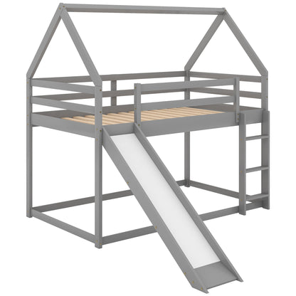 House Shape Bunk Bed With Slide And Ladder - The Sleep Loft - Online Mattress Showroom NYC