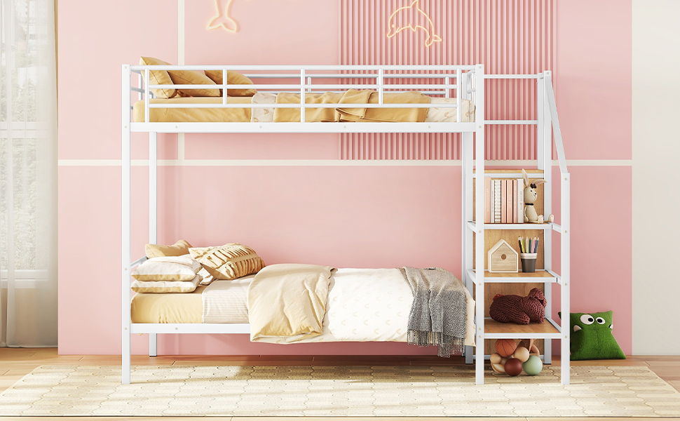 Bunk Bed With Lateral Storage Ladder And Wardrobe - The Sleep Loft - Online Mattress Showroom NYC