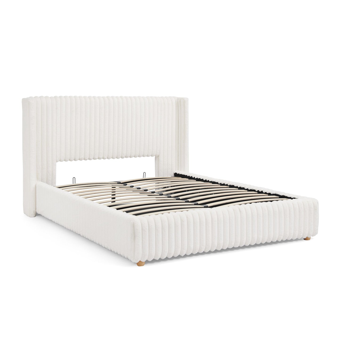 Functional Vertical Striped Bed With Gas Lift Storage - The Sleep Loft - Online Mattress Showroom NYC