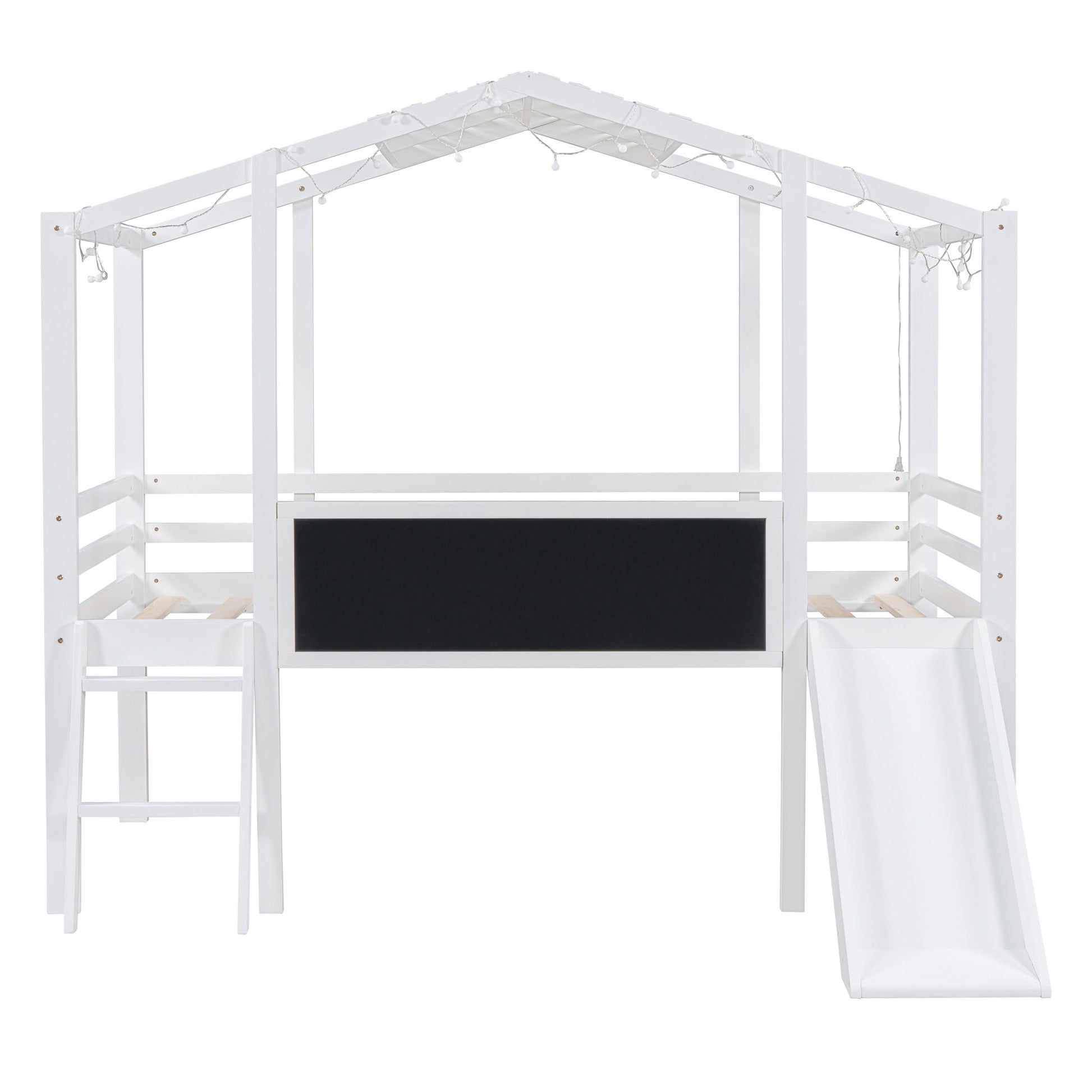 Loft House Bed With Ladder And Slide, With board And Light Strip On The Roof - The Sleep Loft - Online Mattress Showroom NYC