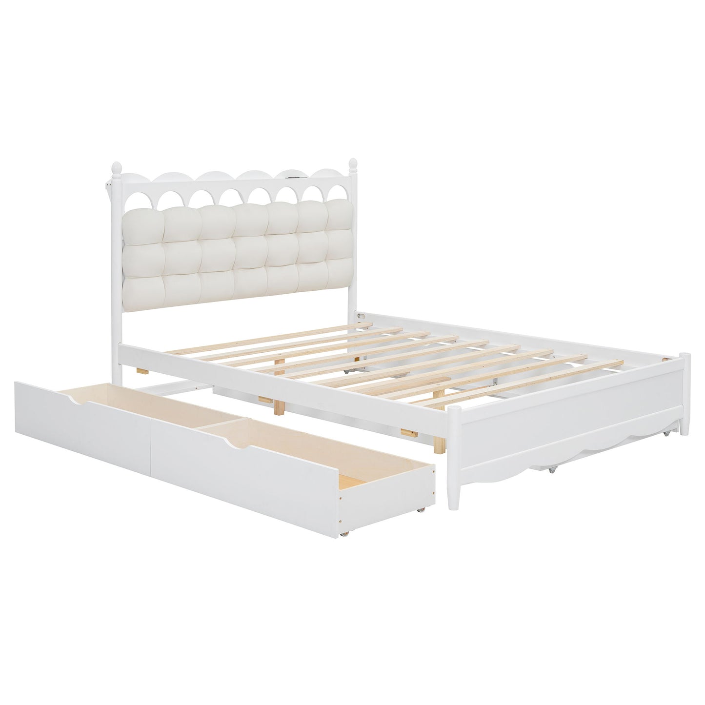 Storage Platform Bed, With 2 Big Drawers, Trundle, One Set Of Sockets & USB Ports - The Sleep Loft - Online Mattress Showroom NYC