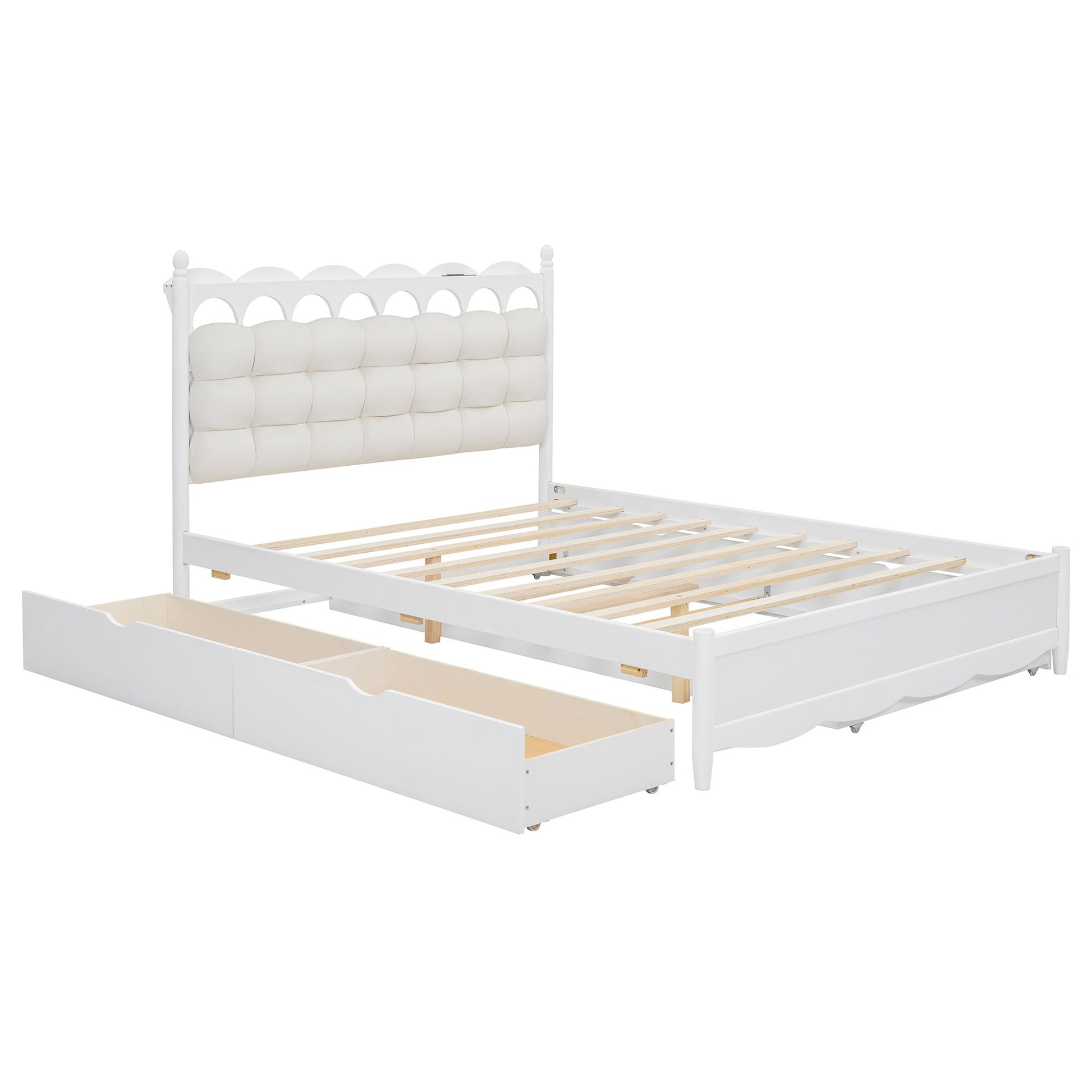 Storage Platform Bed, With 2 Big Drawers, Trundle, One Set Of Sockets & USB Ports - The Sleep Loft - Online Mattress Showroom NYC