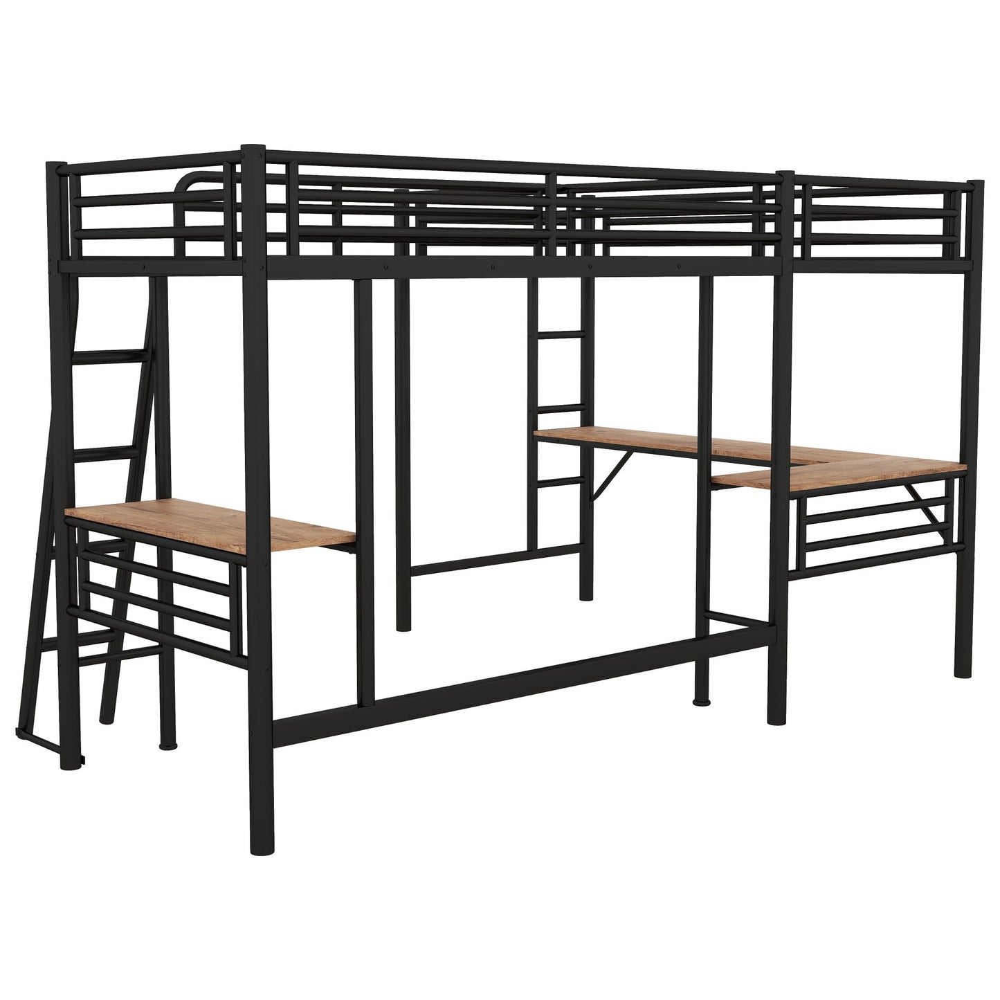 Twin Loft Bed With 2 Built In Desks, Mission Style - Black - The Sleep Loft - Online Mattress Showroom NYC