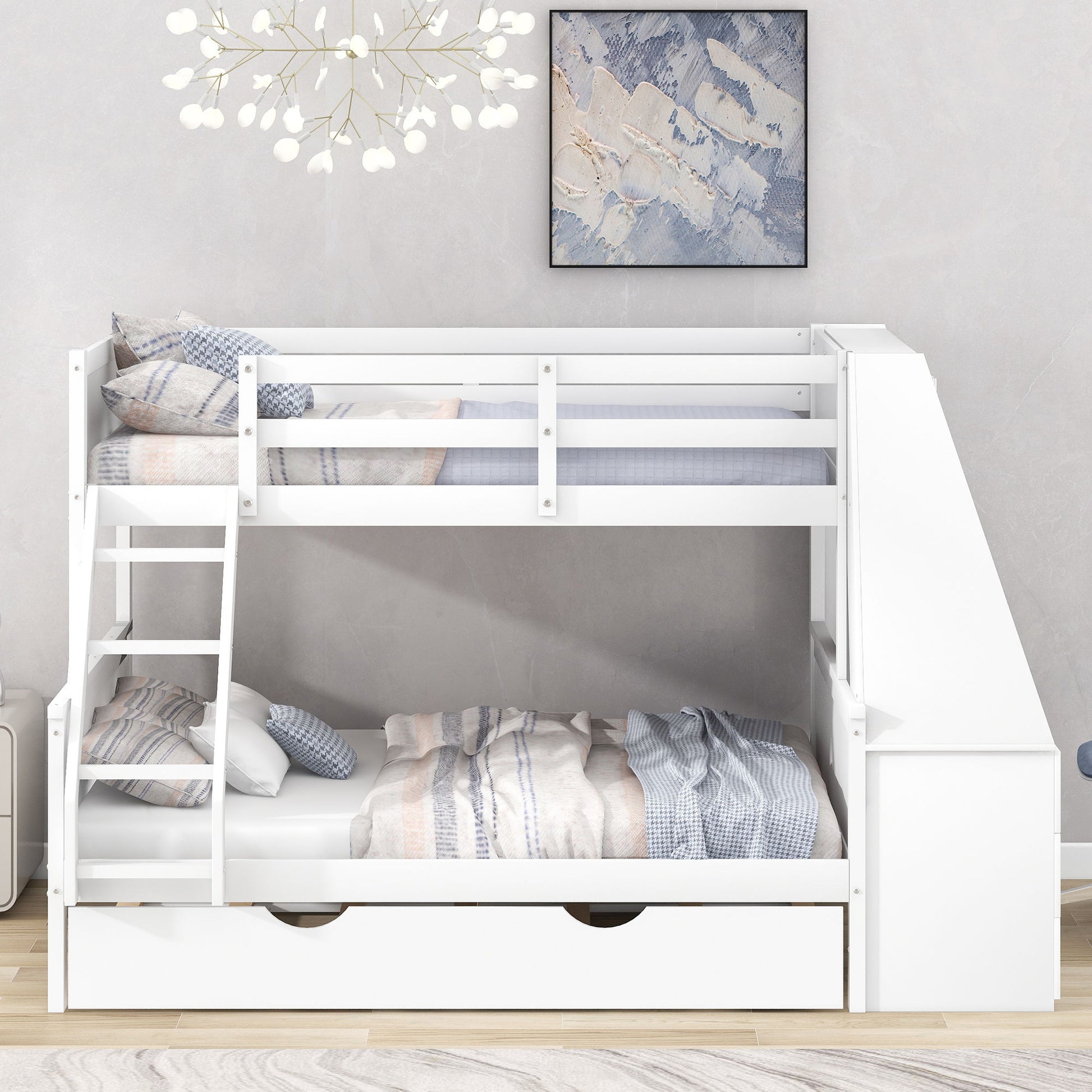 Bunk Bed With Trundle And Built In Desk, 3 Storage Drawers And Shelf - The Sleep Loft - Online Mattress Showroom NYC