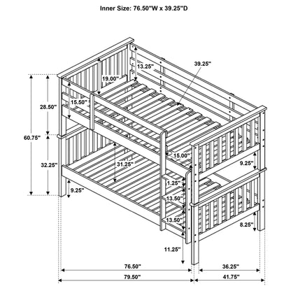 Slatted - Headboard Twin / Twin Bunk Bed With Built In Ladder Design - White - The Sleep Loft - Online Mattress Showroom NYC