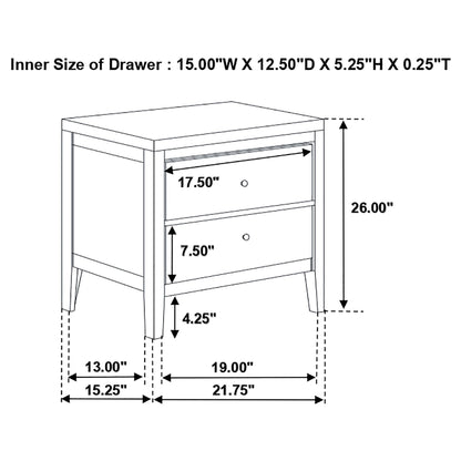 Garrett - 2 Drawer Nightstand - Cappuccino - The Sleep Loft - Online Mattress Showroom NYC