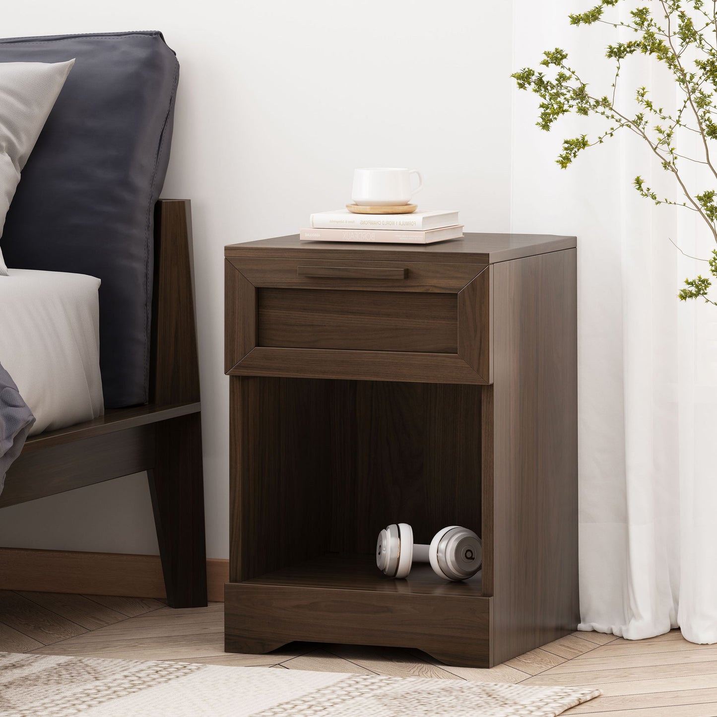 Broxon - Rustic Drawer Nightstand - The Sleep Loft - Online Mattress Showroom NYC