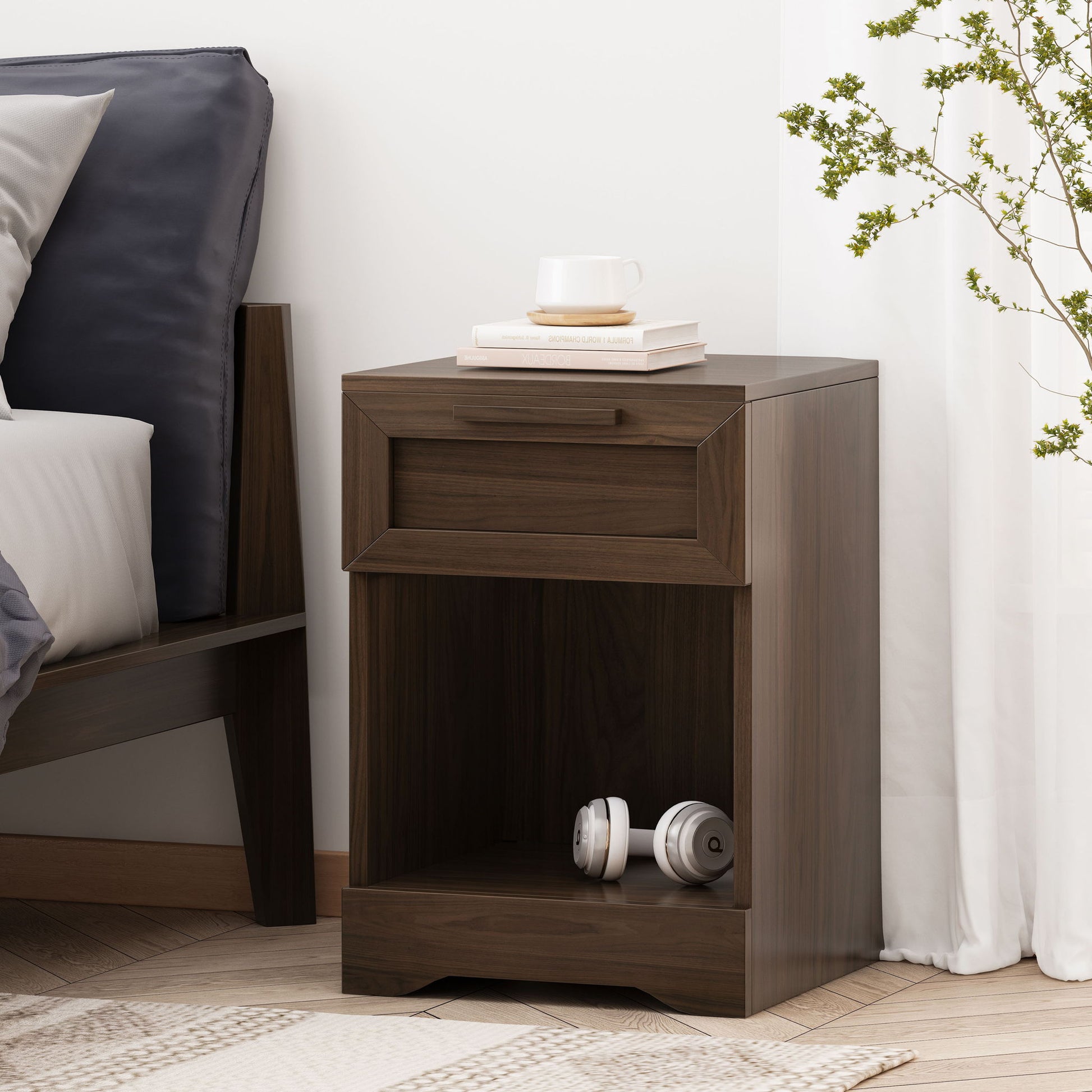 Broxon - Rustic Drawer Nightstand - The Sleep Loft - Online Mattress Showroom NYC