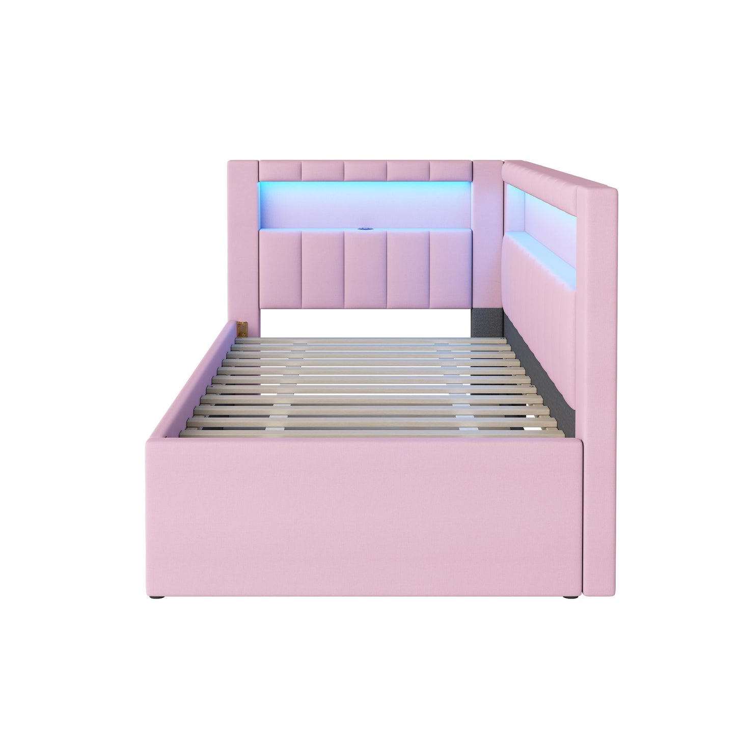 Upholstered Platform Bed With USB Ports And LED Belt - The Sleep Loft - Online Mattress Showroom NYC