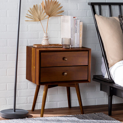 Double Drawer Nightstand - Walnut - The Sleep Loft - Online Mattress Showroom NYC