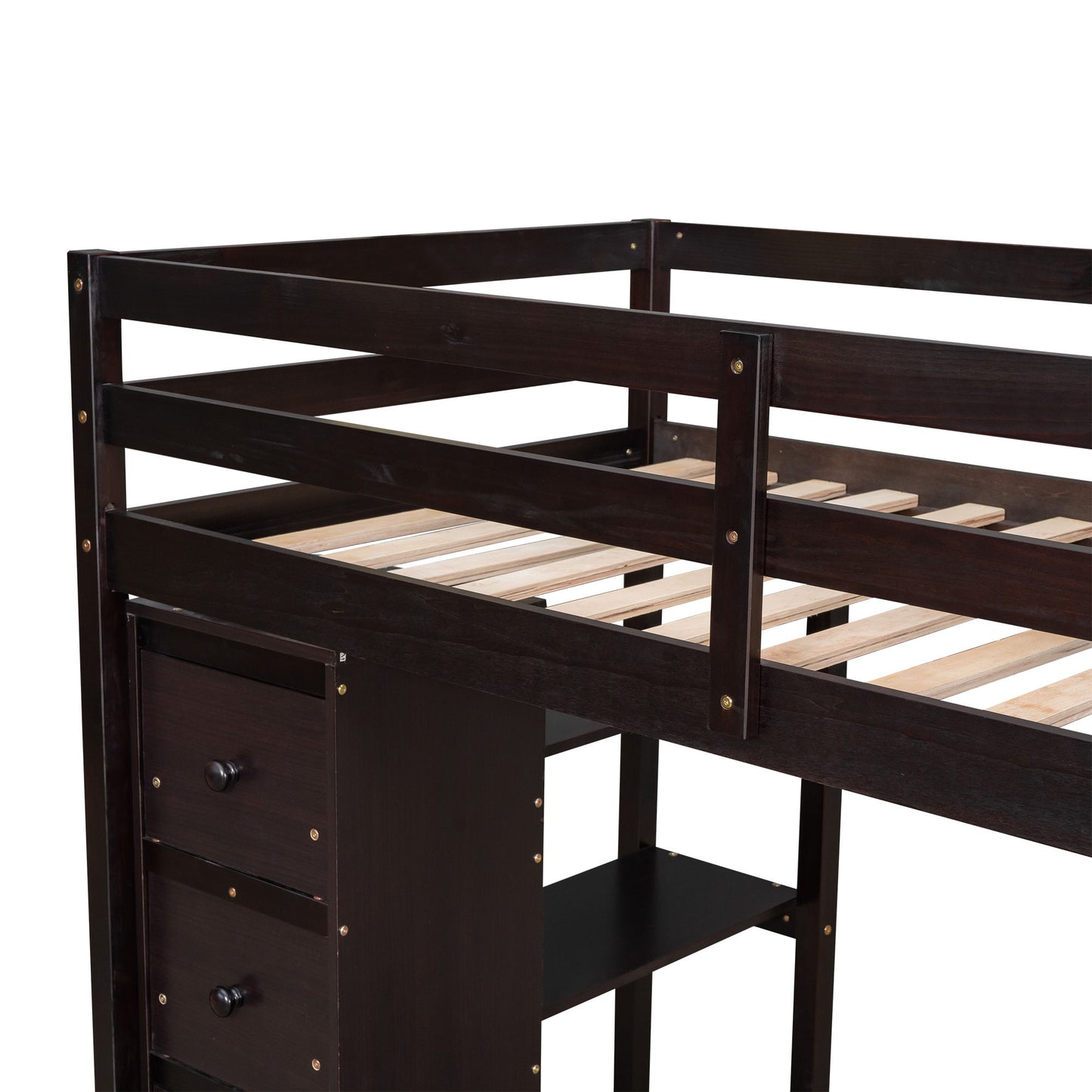 Loft Bed With Storage Drawers, Desk And Stairs With Shelves - The Sleep Loft - Online Mattress Showroom NYC