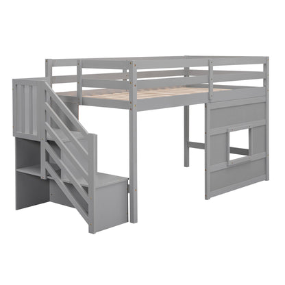 Loft Bed With Storage Staircase, Window & LED Light - The Sleep Loft - Online Mattress Showroom NYC