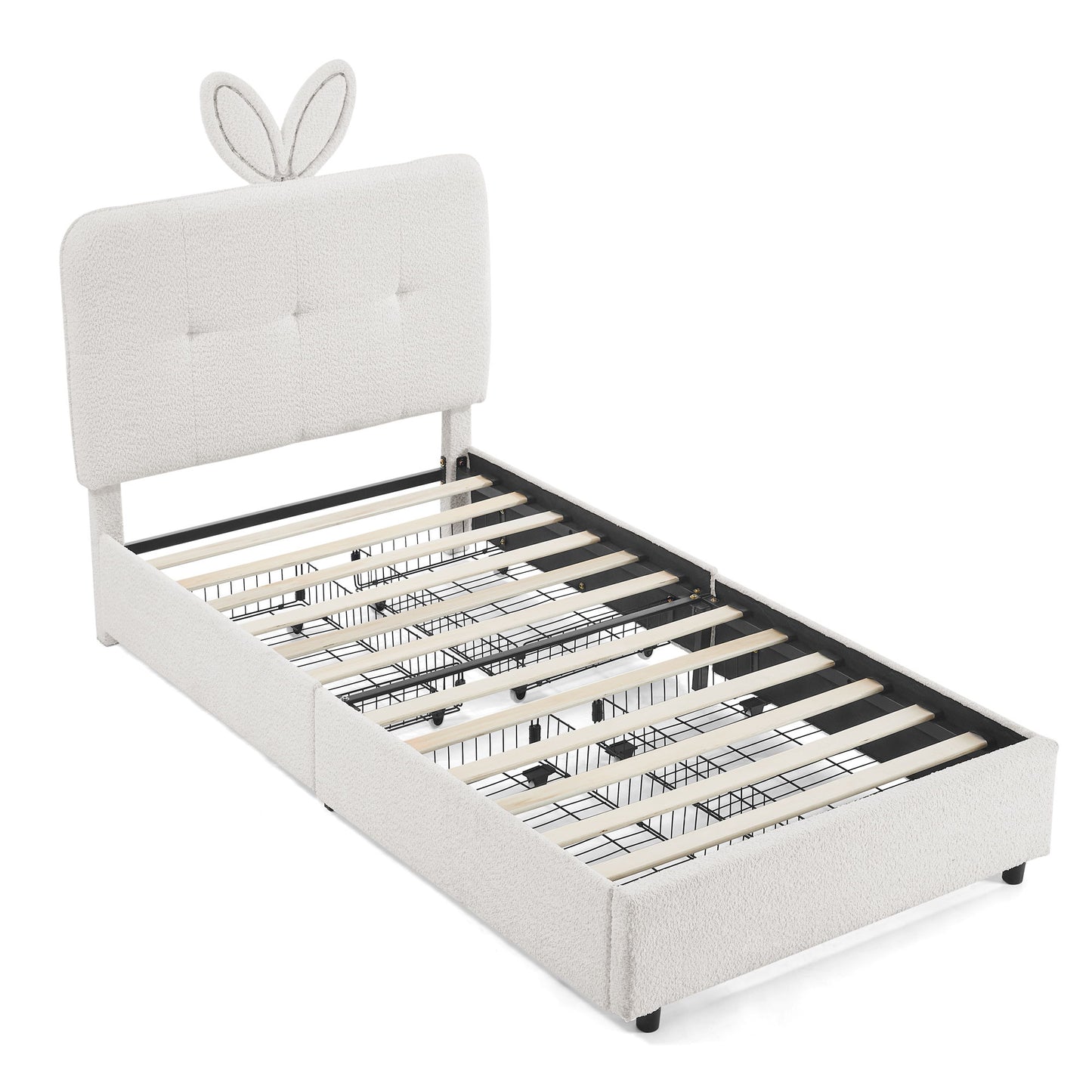 Upholstered Bed With Oversized Rabbit Ear Headboard, LED Lights & 4 Storage Drawers - The Sleep Loft - Online Mattress Showroom NYC