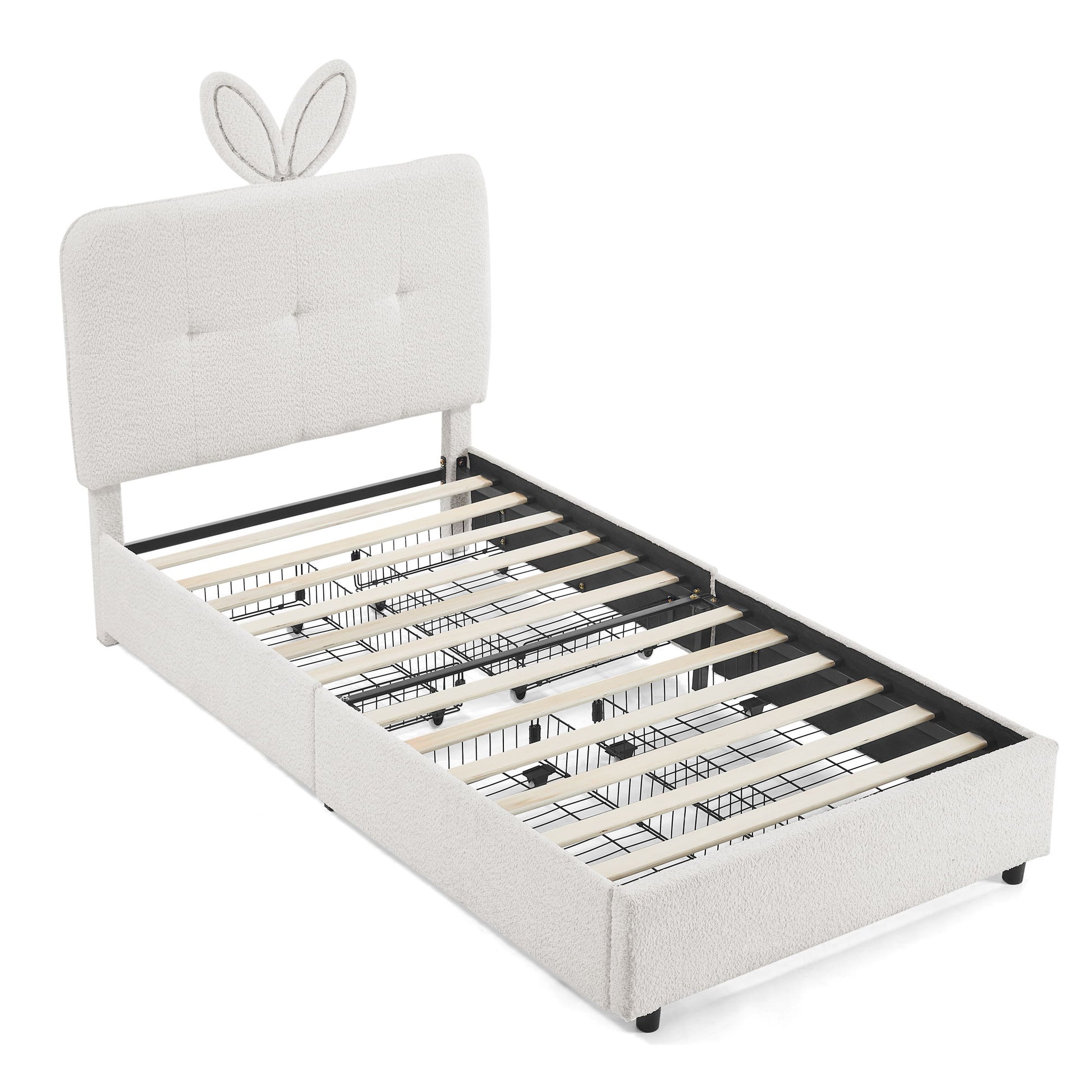 Upholstered Bed With Oversized Rabbit Ear Headboard, LED Lights & 4 Storage Drawers - The Sleep Loft - Online Mattress Showroom NYC