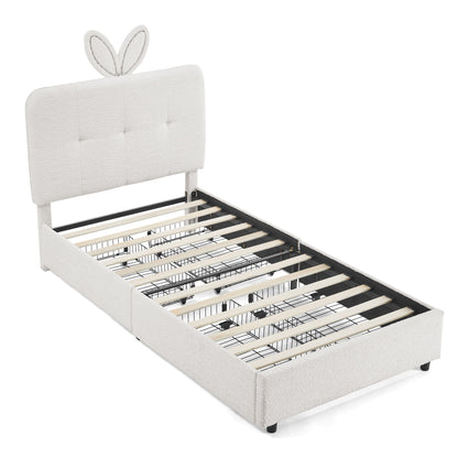 Upholstered Bed With Oversized Rabbit Ear Headboard, LED Lights & 4 Storage Drawers - The Sleep Loft - Online Mattress Showroom NYC