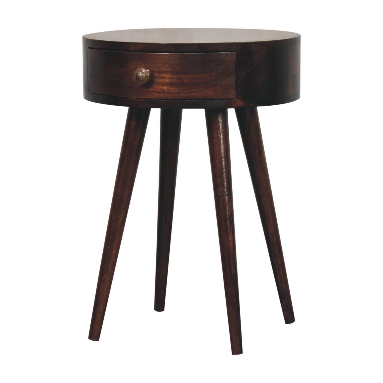 Circular Shaped Bedside Table - Walnut - The Sleep Loft - Online Mattress Showroom NYC