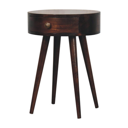 Circular Shaped Bedside Table - Walnut - The Sleep Loft - Online Mattress Showroom NYC