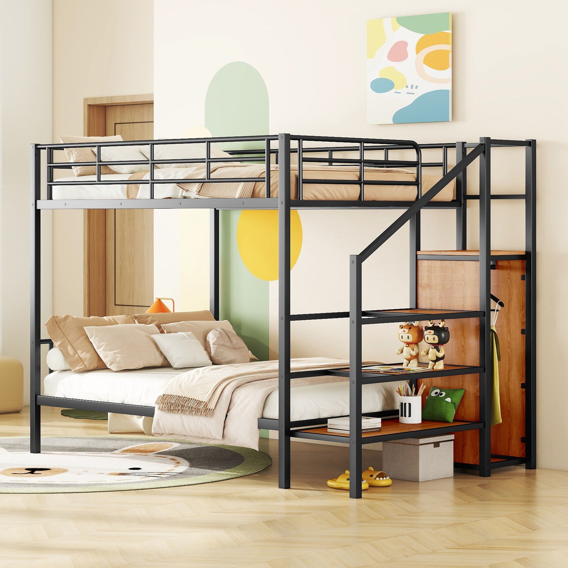 Bunk Bed With Lateral Storage Ladder And Wardrobe - The Sleep Loft - Online Mattress Showroom NYC