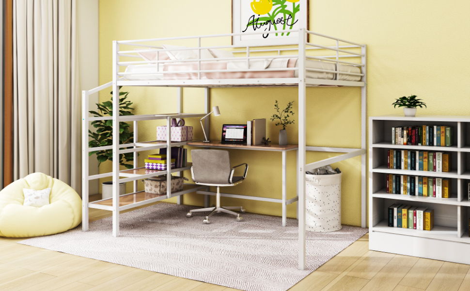 Loft Bed With Desk And Lateral Storage Ladder - The Sleep Loft - Online Mattress Showroom NYC