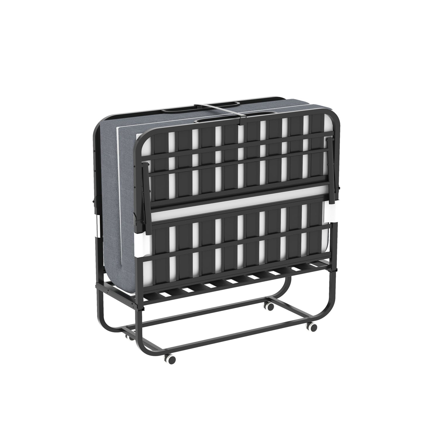 Twin Wide Folding Bed For Tall People, Extra Long & Wide Rollaway With Memory Foam, Heavy-Duty - Black - The Sleep Loft - Online Mattress Showroom NYC