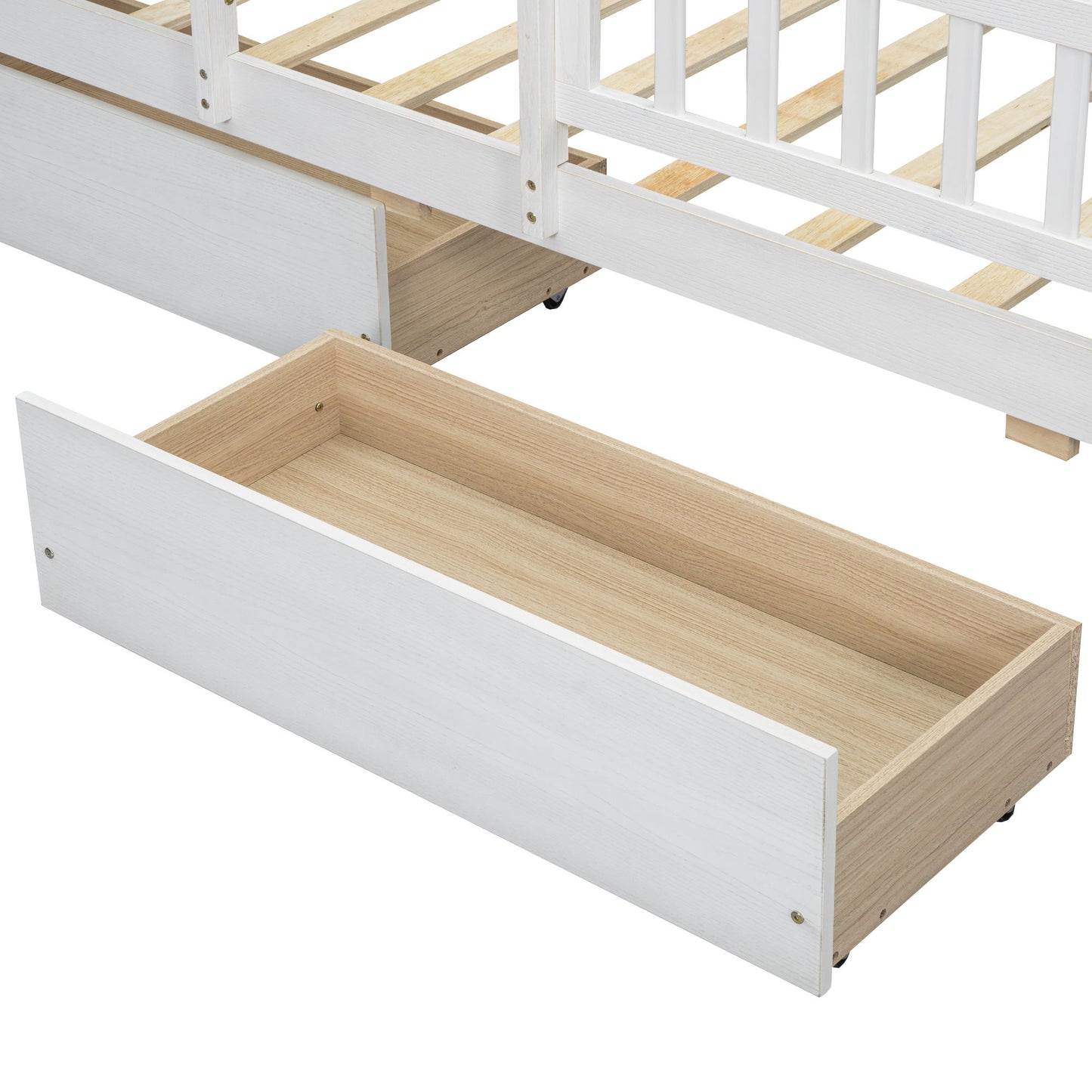 Platform Bed With LED Light, Multi Functional Headboard, Guardrail And 2 Drawers - The Sleep Loft - Online Mattress Showroom NYC