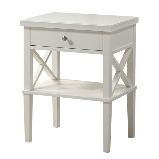 Madison - Nightstand With Open Shelf And Drawer And Decorative Side Panels - The Sleep Loft - Online Mattress Showroom NYC