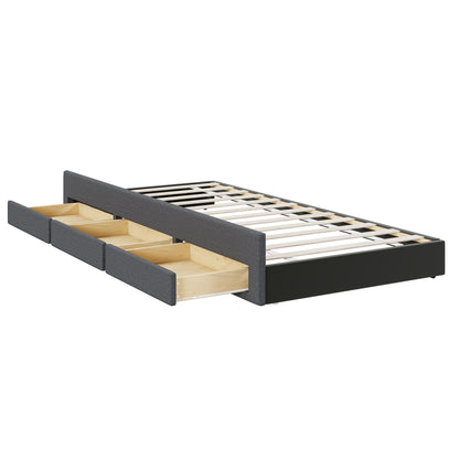Upholstered Platform Bed With Twin Size Trundle And 3 Drawers - The Sleep Loft - Online Mattress Showroom NYC