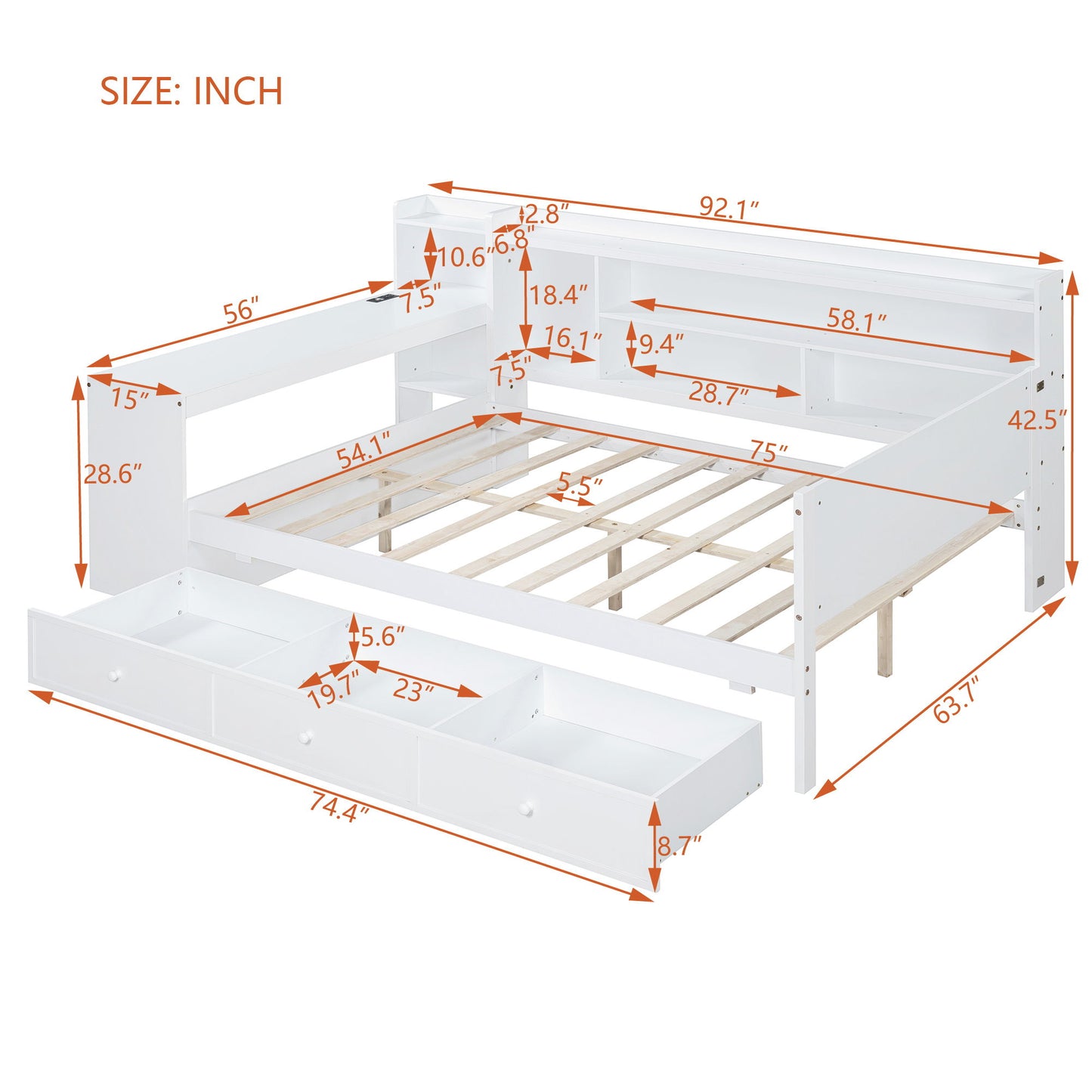 Daybed With 3 Drawers USB Ports And Desk - The Sleep Loft - Online Mattress Showroom NYC