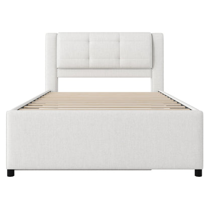Upholstery Platform Bed With Trundle, Trundle Can Be Flat Or Erected - The Sleep Loft - Online Mattress Showroom NYC