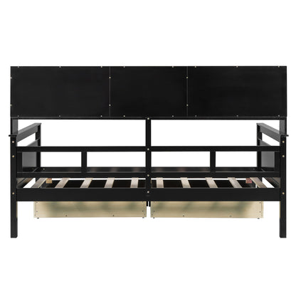 Daybed, Slat Support, With Bedside Shelves And 2 Drawers - The Sleep Loft - Online Mattress Showroom NYC