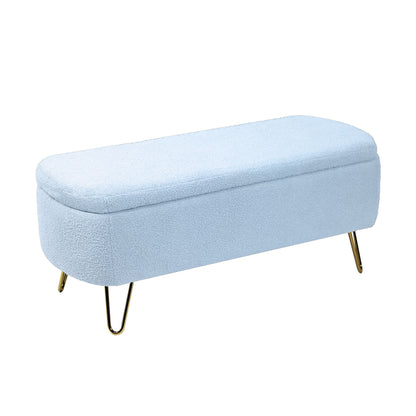 Storage Ottoman Bench For End Of Bed Legs, Modern Camel Faux Fur Entryway Bench Upholstered Padded With Storage For Living Room Bedroom - The Sleep Loft - Online Mattress Showroom NYC