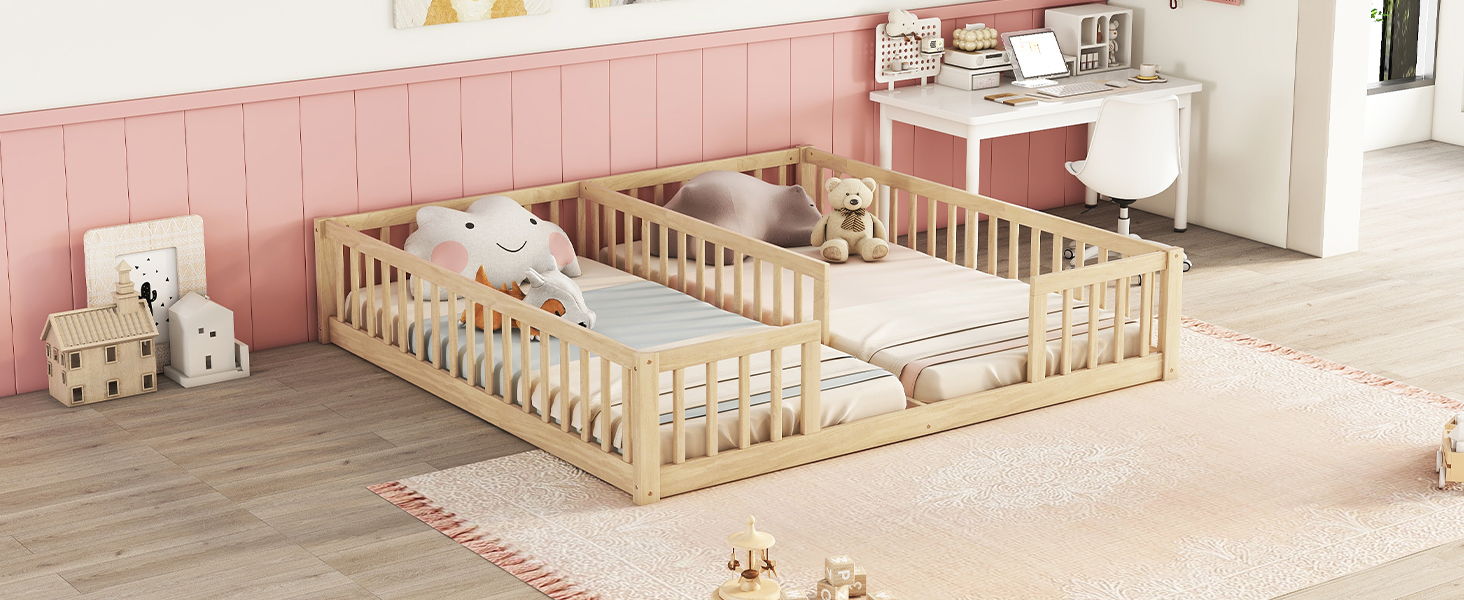 Double Floor Bed With Fence, Guardrails, Without Door - The Sleep Loft - Online Mattress Showroom NYC
