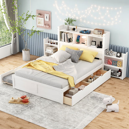 Storage Platform Bed With Pull Out Shelves, Trundle, And 2 Drawers - The Sleep Loft - Online Mattress Showroom NYC
